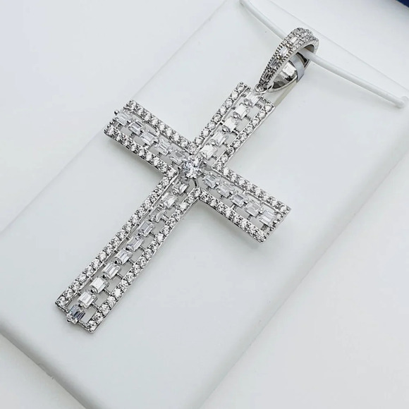"925 Sterling Silver Plated CZ Pendant, EVBRS485 - Picture 1 of 9